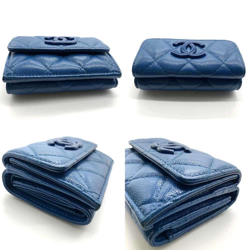 CHANEL Blue Caviar Leather Wallet - Picture 3 of 6